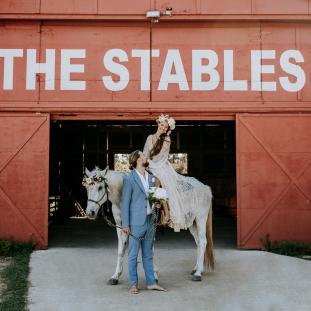 Wedding couple at The Stables