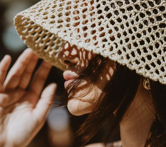 Woman in sun hat