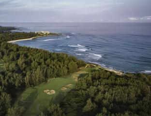 Aerial view of Turtle Bay golf course