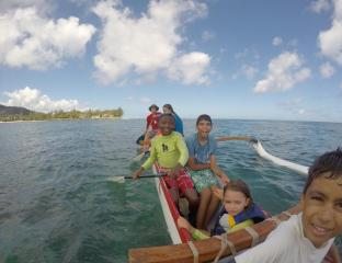 family in a canoe