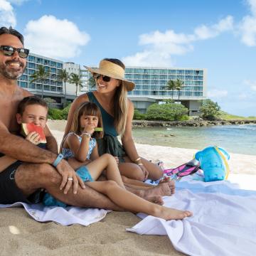 Family at Kuilima Cove Beach Lifestyle