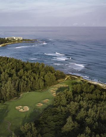 Aerial view of Turtle Bay golf course